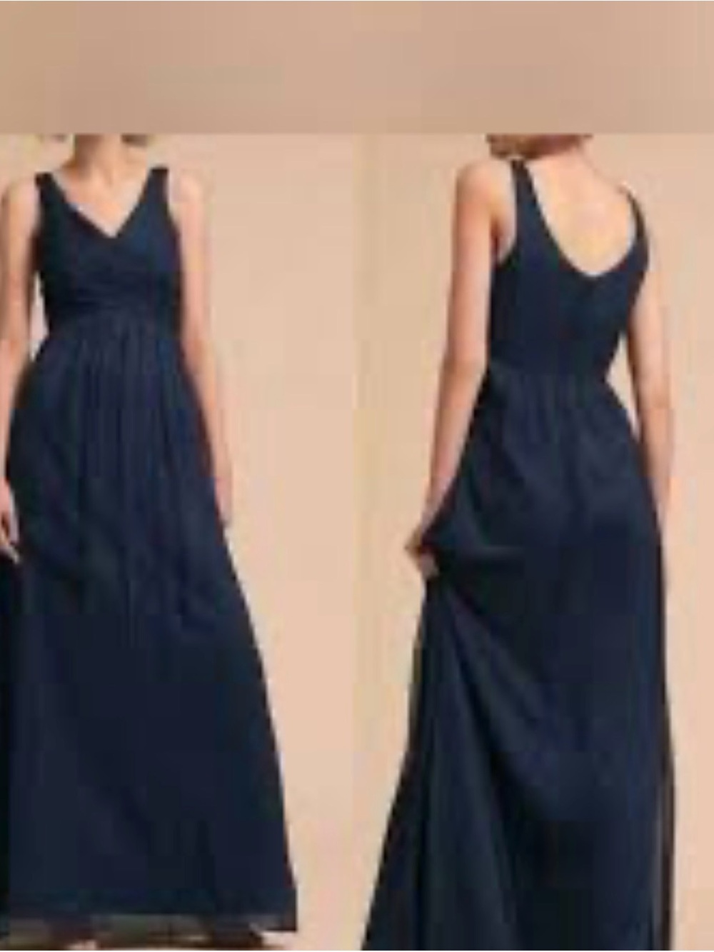 BHLDN Navy V-Neck Sleeveless Maxi Gown